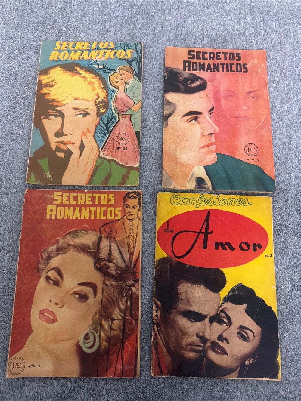 3vintage magazines Secretos Románticos1 Confesiones de Amor issues 21, 42, 39, 2